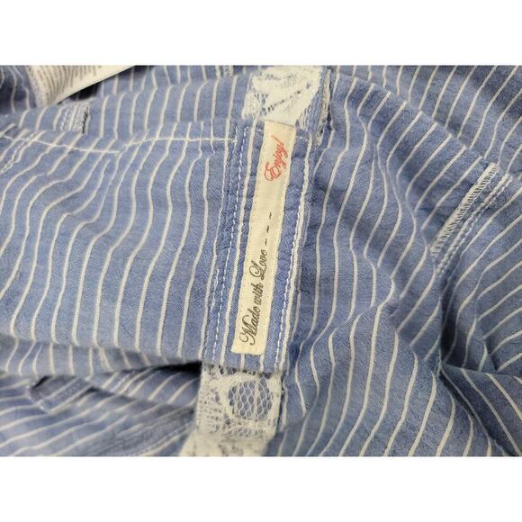 Guess Los Angeles Shirt Womens SZ M Blue White Striped Long sleeve Snap Pocket - Picture 13 of 13